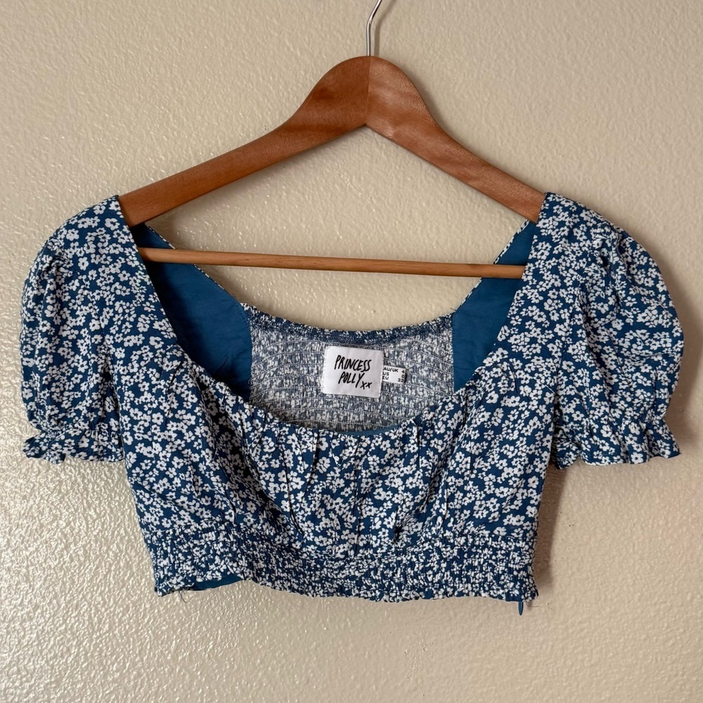 Princess Polly Navy Floral Blouse